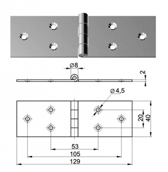 петля 40х128 ц тип 2х100 