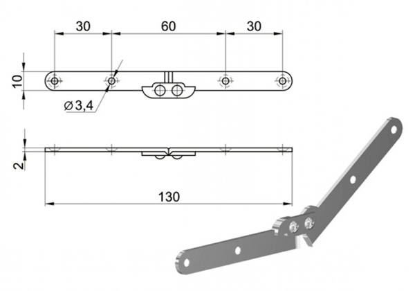 петля ломберная ц тип 2х200