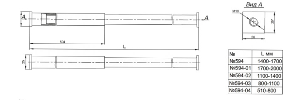 №594-03 l-800-1100 труба телескопическая окулово
