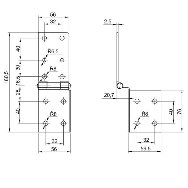 петля угловая ah055-4