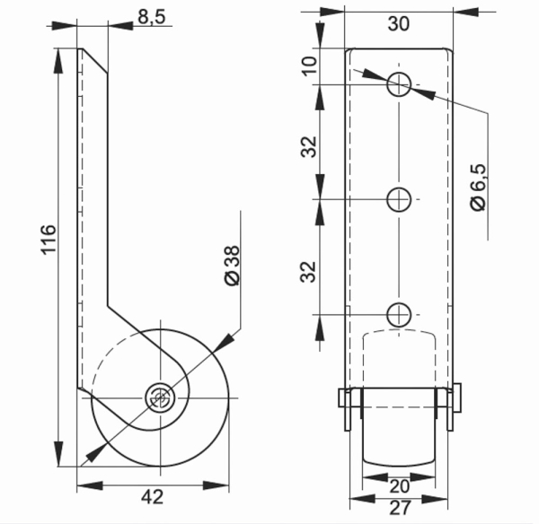 колёсная опора 497.00.000м