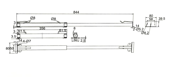 механизм выдвижения hf-032e 844*80*356